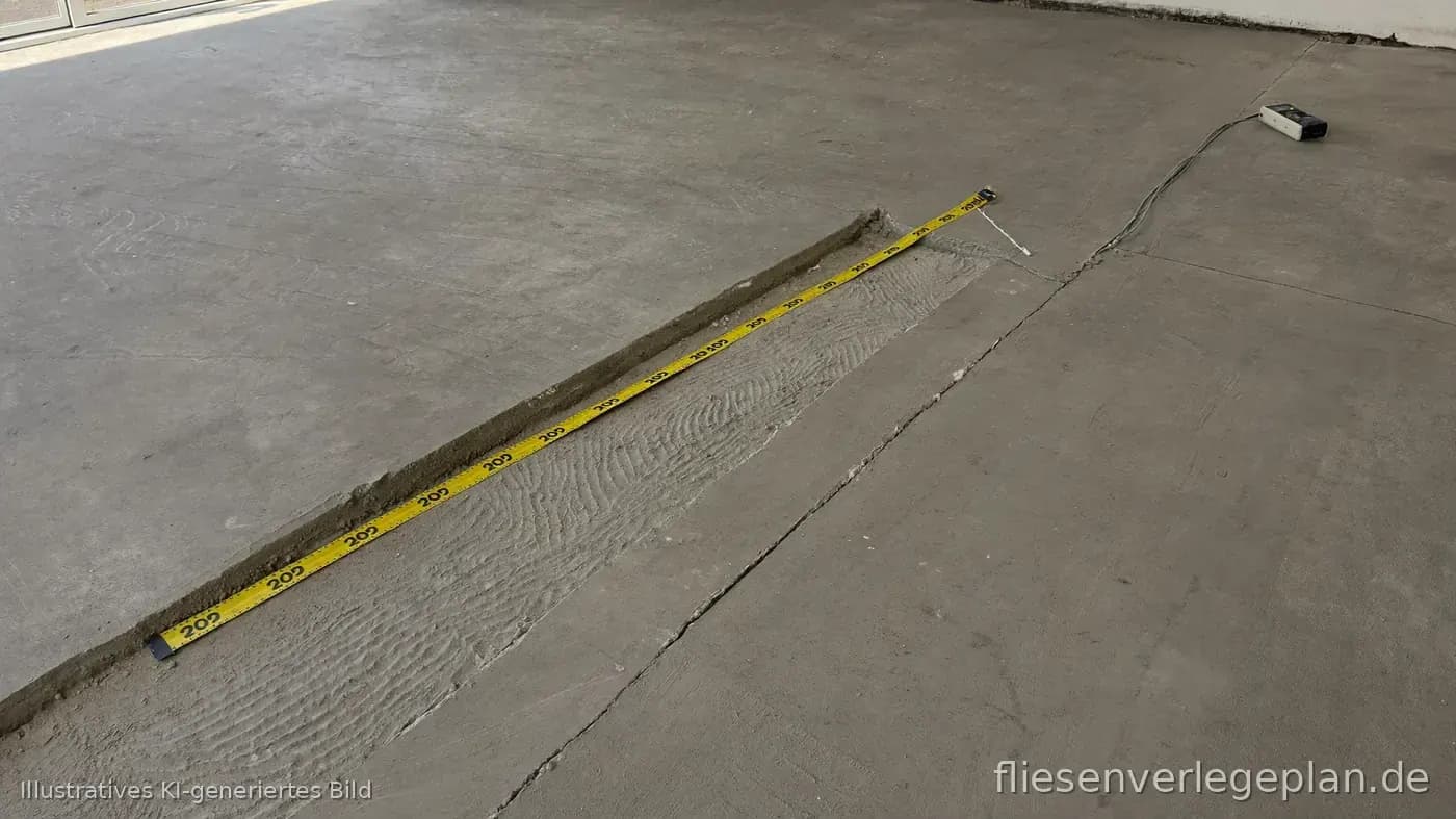 Frisch verlegter Estrichboden in einem Raum vor dem Fliesenlegen