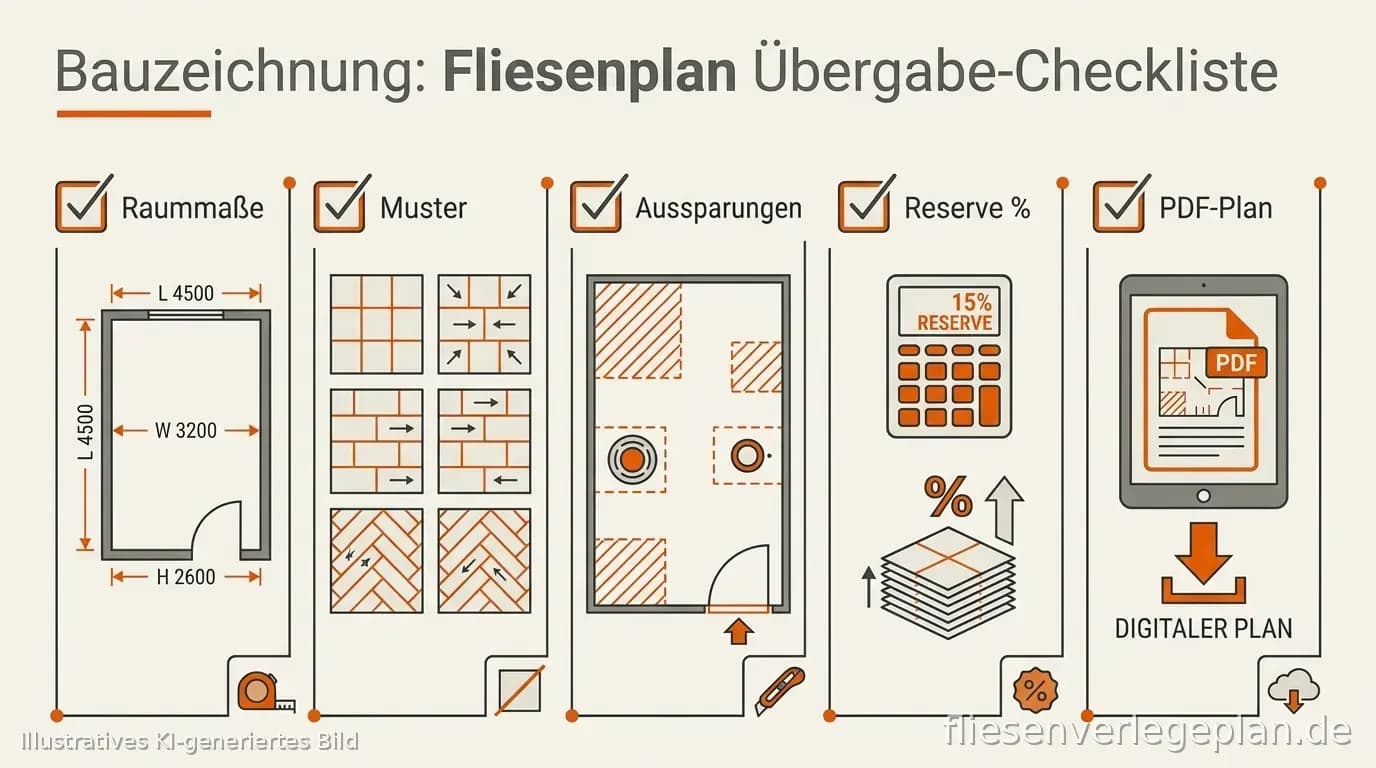 Schema-Checkliste: Maße, Muster, Aussparungen, Reserve und PDF für die Übergabe